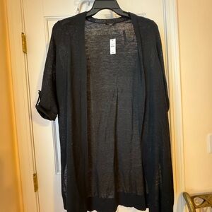 Talbots Black Cardigan Sweater with Long Sleeves and Open Front. Cooling mesh